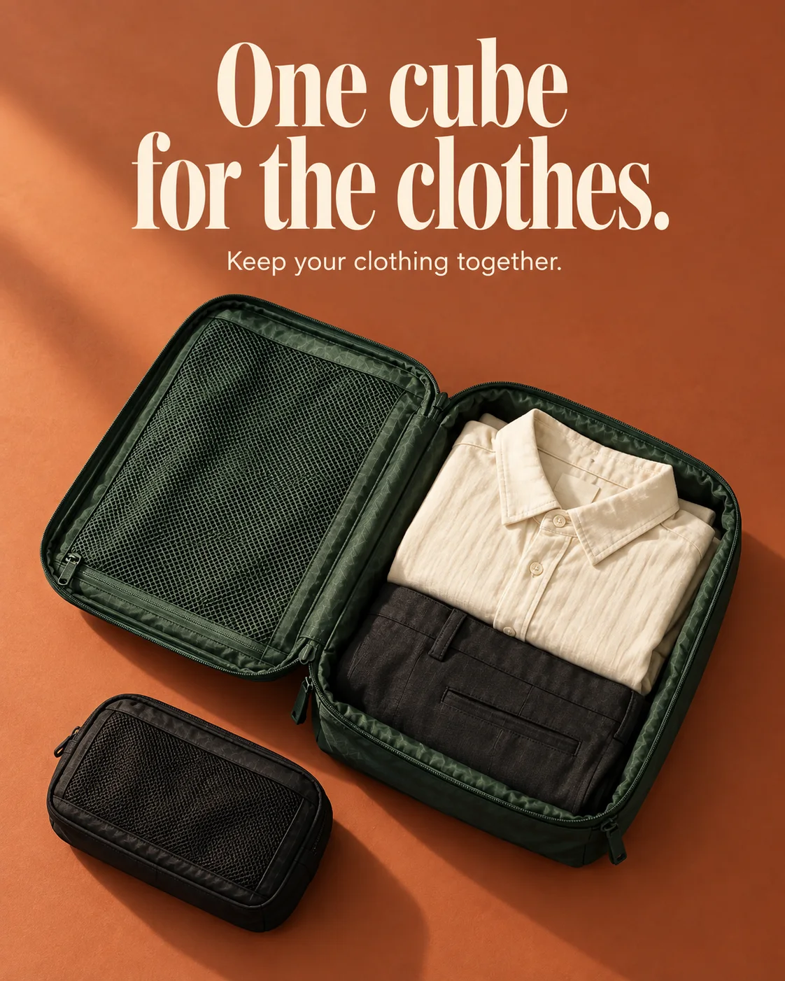 Concept B emphasizes keeping the clothing together in one large cube. The composition changes because the reason to buy changes.